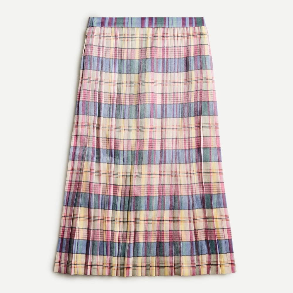 J.‎ Crew Pleated Midi Skirt In Shimmering Plaid Women's 4